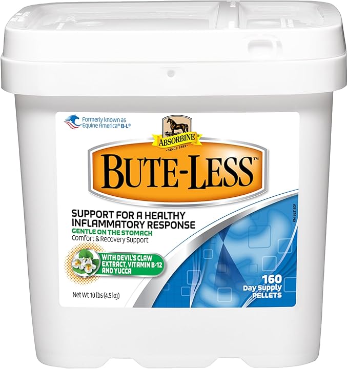 Absorbine Bute-Less Comfort & Recovery Support Supplement, Provides Long-Term Comfort, Gentle on Stomach, Includes Devil’s Claw, Vitamin B-12, Yucca, 10 lb / 160 Day Supply-PawvioPets