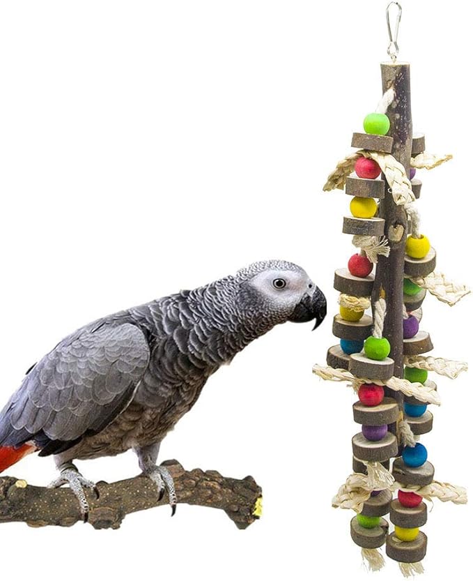 EBaokuup Wood Bird Chewing Toys-Blocks Parrot Tearing Toys Best for Finch,Budgie,Parakeets,Cockatiels, Conures,Love Birds and Amazon Parrots-PawvioPets