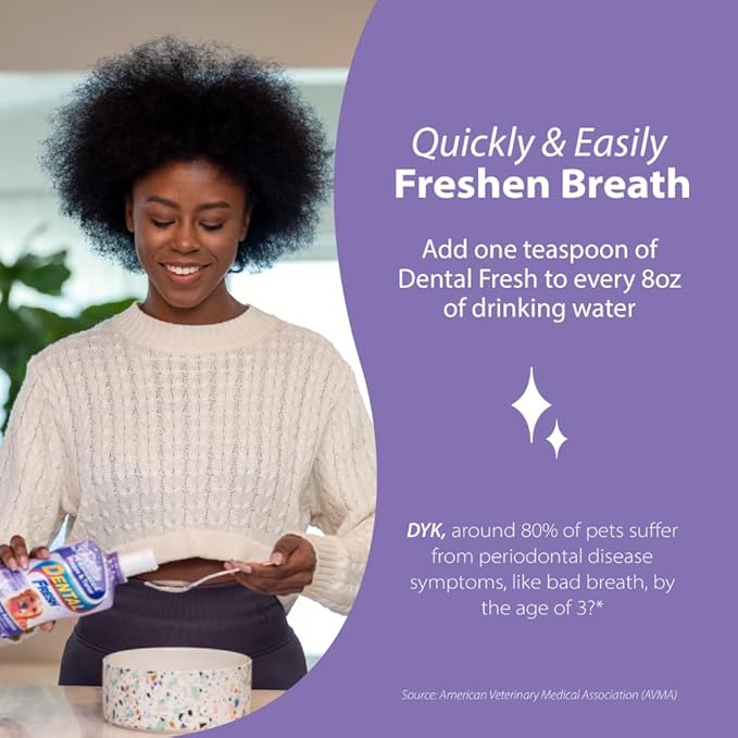 Dental Fresh Advanced Plaque and Tartar Water Additive, 32oz – Dog Teeth Cleaning Formula to Freshen Breath and Improve Cat & Dog Dental Care-PawvioPets