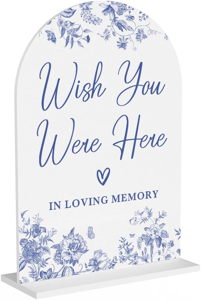 Acrylic Wedding Signs, Dusty Blue Wedding Decor, Blue Weddings Decor, Wish You Were Here Signs for Reception, Modern Calligraphy Arch Acrylic Table Top Sign for Weddings Parties Dinners (White)