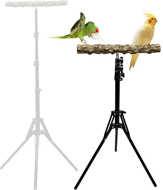 16-63 Inch Height Adjustable Bird Perch Pepper Wood Bird Training Perch Stand Parakeet Perches Indoor and Outdoor Parrot Stands for Small to Medium Bird-PawvioPets