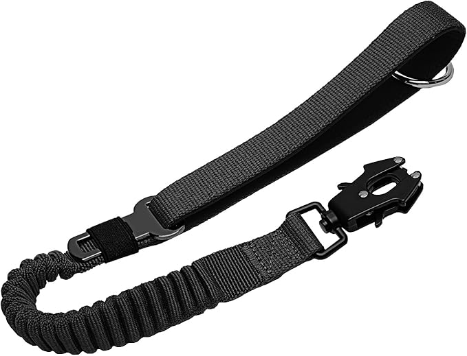 20” Strong Short Leash for Dog, Heavy Duty Bungee Dogs Leash with Padded Handle Car Seatbelt, Small Dog Training Leashs for Large or Medium Dogs - Can be Used with Other leashes (Black)-PawvioPets
