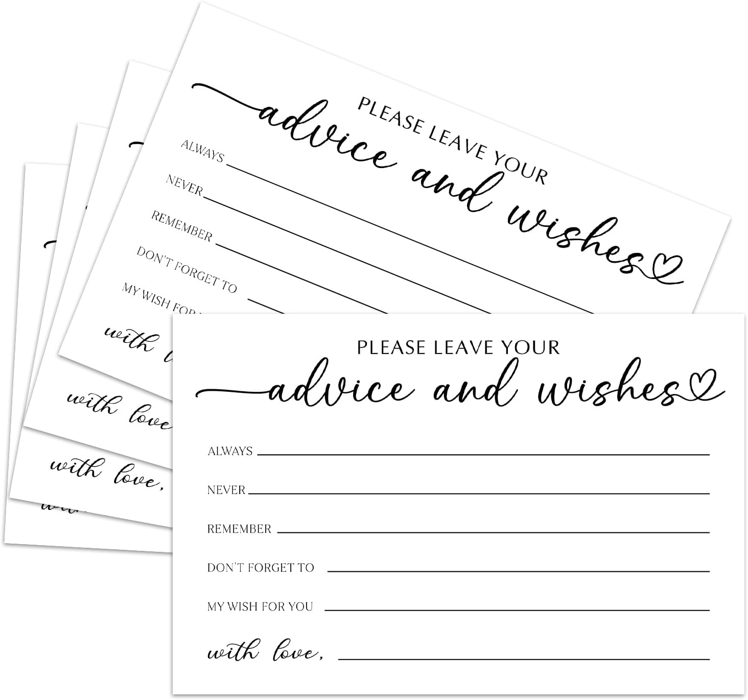 25 Advice and Wishes Cards, Minimalism Fill-In Advice Cards for Bridal Shower Wedding Birthday Party Baby Shower Graduation Party, Well Wishes Card for Mr & Mrs Adults, Party Supplies -02
