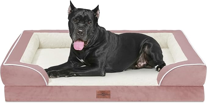 Comfort Expression XXL Orthopedic Dog Beds, Waterproof Orthopedic Foam Extra Large Dog Beds, Washable Pet Sofa Couch with Removable Cover & Non-Slip Bottom(XX-Large,Pink)-PawvioPets