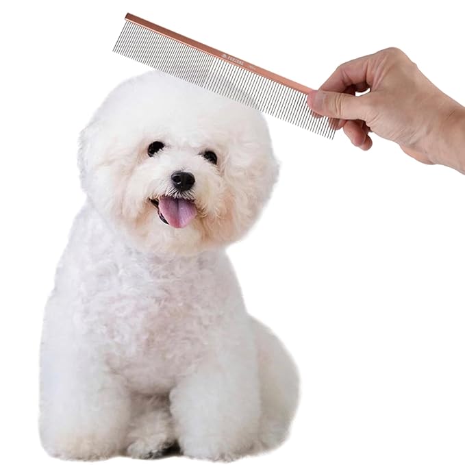 2-in-1 Greyhound Comb for Dogs, Meler Greyhound Comb (Half Curved/Coarse), 86 Stainless Steel Pins Dog Comb, Aluminum 24.5cm Handle, Lightweight, Remove Dogs’ Eye Debris, Fur Tangle Free-PawvioPets