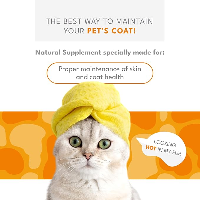BIOFUR: Omega 3 Supplement for Cats & Dogs - Puppy Essentials & Dog Allergy Relief - Vitamins, Minerals for Feline & Canine Skin, Coat Health, Nutrition, Well-Being, Orange-PawvioPets
