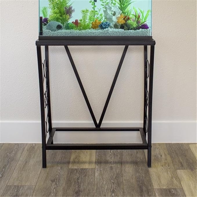 Contemporary 20 Gallon Metal Aquarium Stand in Black-PawvioPets