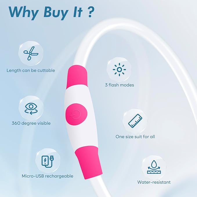 BSEEN Light Up Dog Collar, Rechargeable LED Dog Collar Waterproof Glowing Pet Collar TPU Cuttable Lighted Puppy Collar Safety Dog Lights for Night Walking (Pink 70cm)-PawvioPets