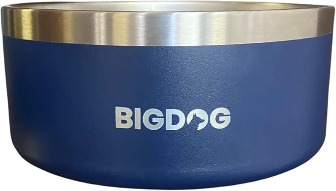 BIGDOG Large Dog Bowls, Stainless Steel, No Spill, 100 Ounce, Blue-PawvioPets