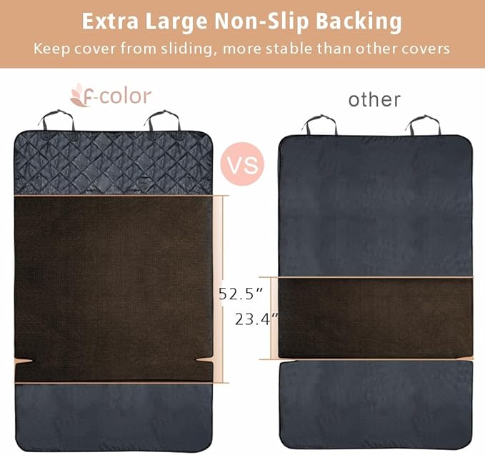F-color SUV Cargo Liner for Dogs, Water Resistant Pet Cargo Cover Dog Seat Cover Mat for SUVs Sedans Vans with Bumper Flap Protector, Non-Slip, Large Size Universal Fit, Khaki-PawvioPets