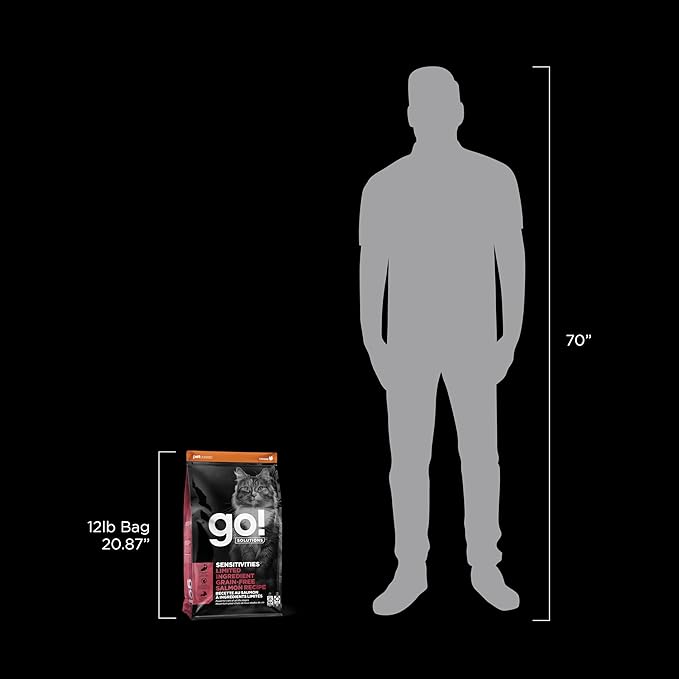 Go! Solutions Sensitivities Limited Ingredient, Grain-Free Dry Cat Food, Salmon Recipe for Sensitive Stomach, 12 lb Bag-PawvioPets