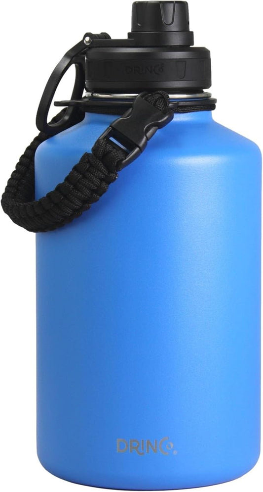 Drinco Stainless Steel Water Bottle Spout Lid Vacuum Insulated Double Wall Water Bottle Wide Mouth (64oz 40oz 32oz 22oz 18oz 14oz) Leak Proof Keep Cold Sport Camping Hiking (64 oz, 64oz Royal Blue)-PawvioPets