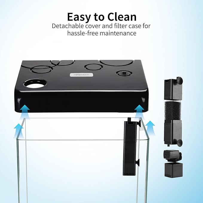 Betta Fish Tank Starter Kits, 5 Gallon Fish Tank with Heater Filter and Light, Self-Cleaning Small Fish Tank(Black).-PawvioPets