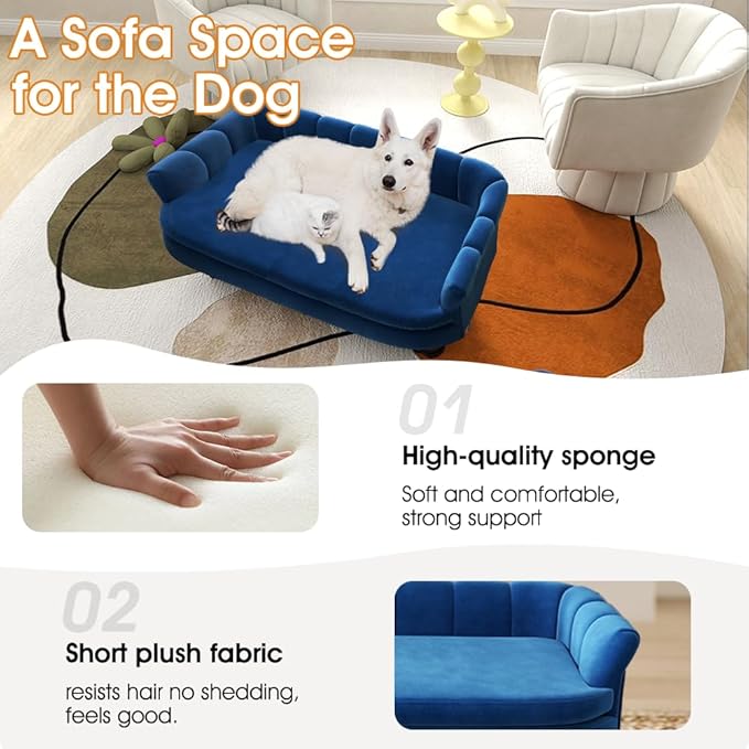 Dog Couch Sofa Bed, Comfortable Pet Sofa for Large and Medium Dogs, Soft Velvet Cushion, Durable Pet Furniture for Living Room, Washable Dog Bed for Couch 40.16''(NY)-PawvioPets