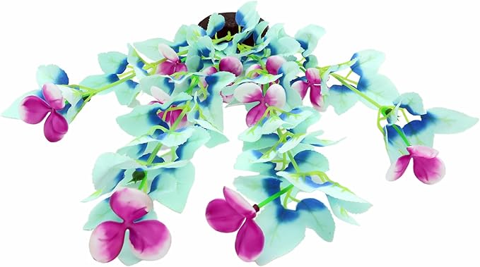 16 Inch Aquarium Fish Tank Plant Betta Fish Tank Decor,2 Pack Silk Aquarium Plants for Aquarium Decoration (White-Blue)-PawvioPets