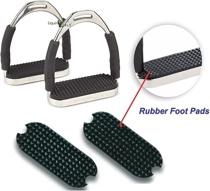 Flex Stainless English Saddle Stirrups Iron Pads Knee Ankle Stress Pain Relief-PawvioPets