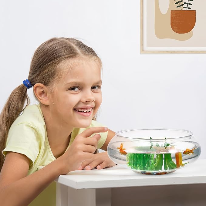 BESPORTBLE Transparent Desktop Aquarium Tank for Betta and Goldfish, 9.52x9.52x3.93 Inch Plastic Fish Bowl, 2800ml Shatterproof Fish Container for Home and Office Decor-PawvioPets