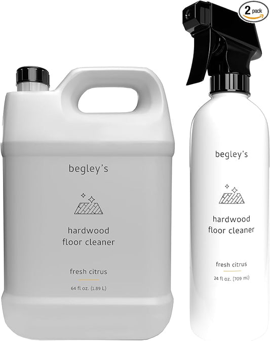 Begley's Hardwood Floor Cleaner Spray - Hard Wood Floor Cleaner for Mopping - Citrus Scent Hardwood Cleaner - 24oz & 64oz Refill Set-PawvioPets