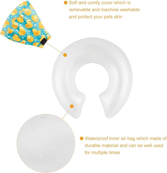 CuteBone Inflatable Dog Cone with Removable Soft Fleece Covers for Small/Medium/Large Dogs and Cats Neck Donut Collar After Surgery GWB04L-PawvioPets
