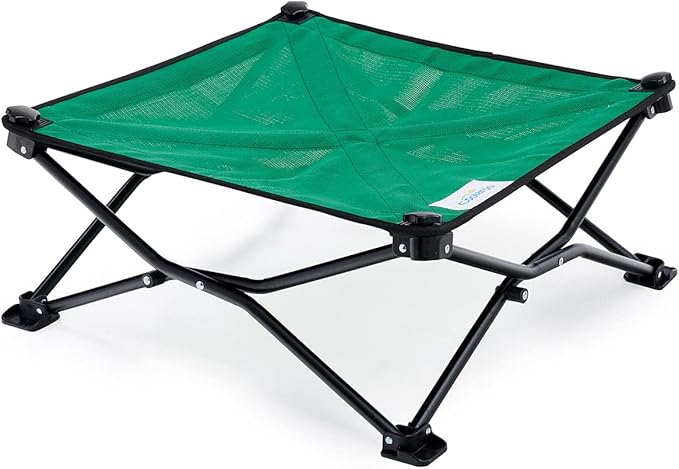 Coolaroo On-The-Go Elevated Dog Bed - Foldable Pop-Up Travel Dog Bed with Breathable, Moisture-Resistant Fabric, Carry Bag Included, Lightweight & Portable, Emerald Green, Standard-PawvioPets