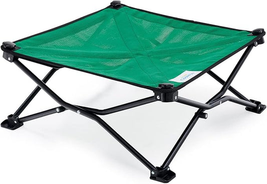 Coolaroo On-The-Go Elevated Dog Bed - Foldable Pop-Up Travel Dog Bed with Breathable, Moisture-Resistant Fabric, Carry Bag Included, Lightweight & Portable, Emerald Green, Standard-PawvioPets