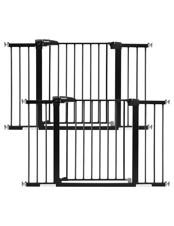Babelio Baby Gate for Doorways and Stairs, 29-48" Auto Close Dog Gate, Easy-Install Pressure Mounted Satey Door, No Drilling Safety Gate for Child and Pets, 2 Pack, Black-PawvioPets
