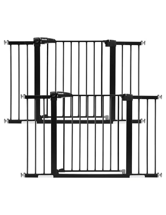 Babelio Baby Gate for Doorways and Stairs, 29-48" Auto Close Dog Gate, Easy-Install Pressure Mounted Satey Door, No Drilling Safety Gate for Child and Pets, 2 Pack, Black-PawvioPets
