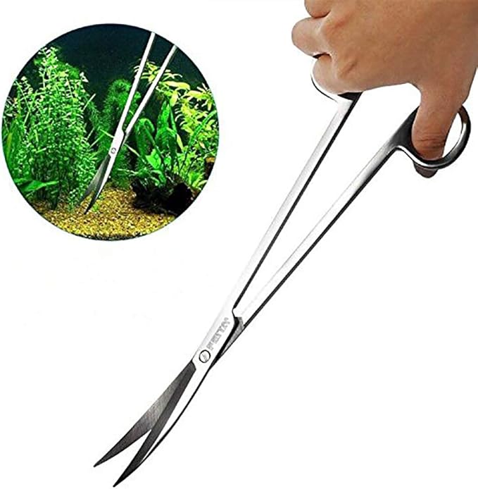 Aquarium Tweezer Set - FEITA Long Stainless Steel Curved & Straight Aquarium Feeding Tweezers Scissors Maintenance Tools Kit (3 Pcs)-PawvioPets