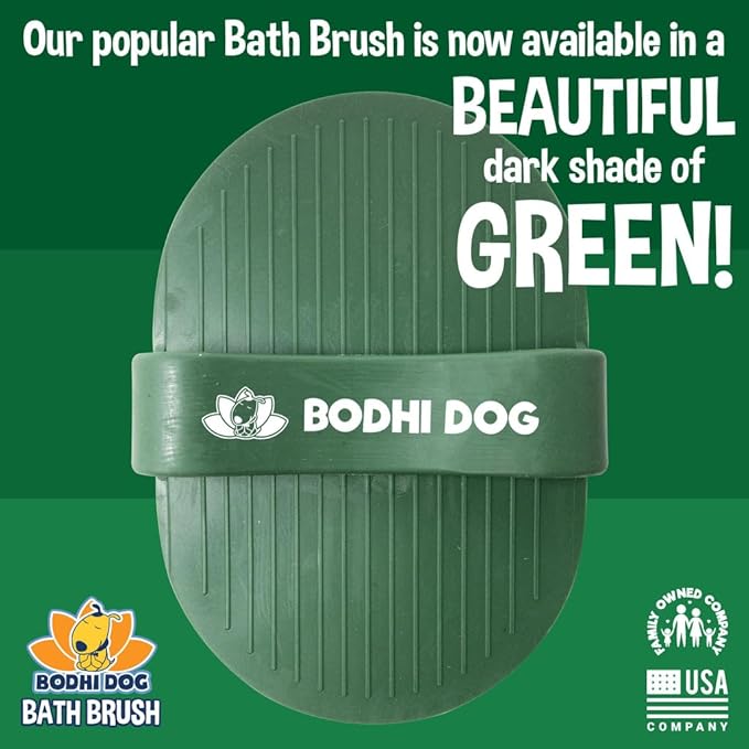 Bodhi Dog Shampoo Brush - Pet Grooming & Bath Supplies for Dogs and Cats - Bath Brush for Long & Short Hair - Premium Scrubber for Shower, Bathing & Massage (One Pack, Dark Green)-PawvioPets
