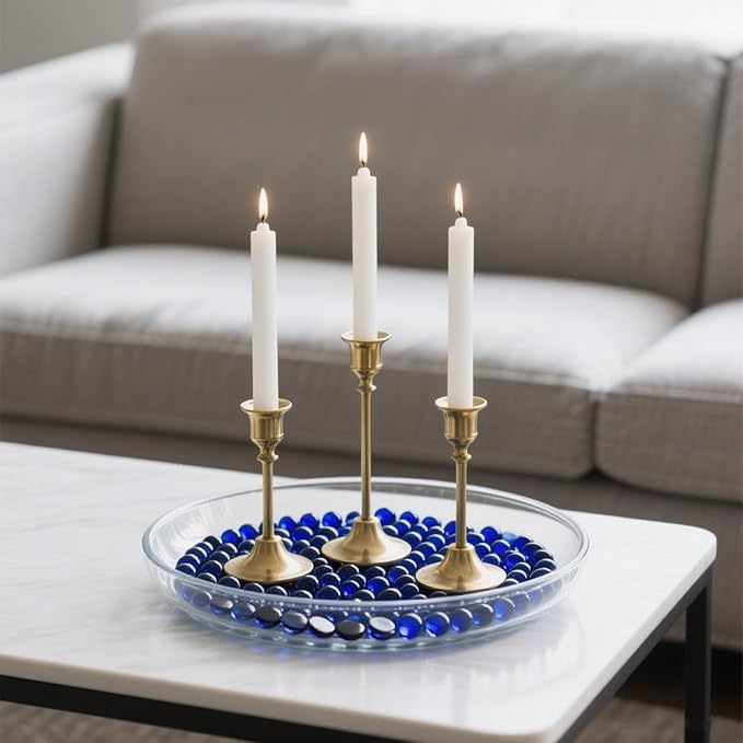 2.16LB Glass Beads Vase Filler Aquarium Gravel Decor Flat Glass Marbles Gems Pebbles Fish Tank Rocks Home Decorative Art Craft - Cobalt Blue-PawvioPets