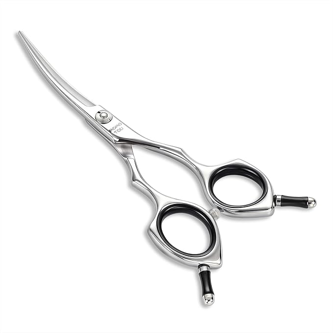 Dog Grooming Scissors 5'' Small Curved Pet Shears Super Light Professional 440C Stainless Steel Pet Shears for Trimming Face and Paws Nose Ear Easy Use.-PawvioPets