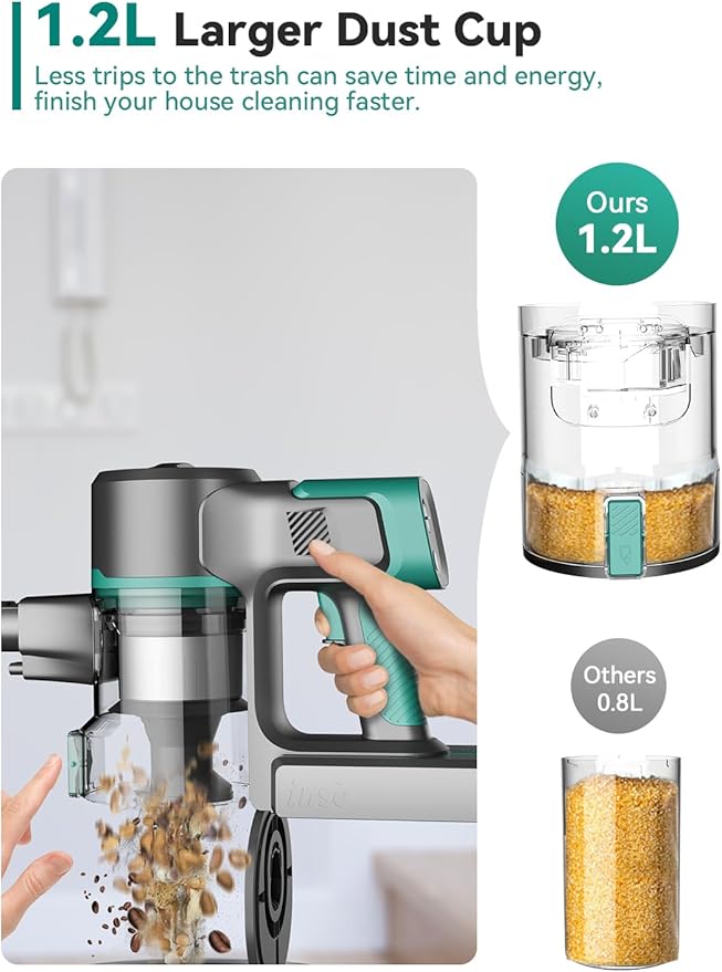 DEVOAC S10K Cordless Vacuum Cleaner, 45Kpa 50mins Lightweight Stick Vacuum with Powerful Suction for Home, Rechargeable, Self-Standing, Handheld Vacuum Cleaners for Hardwood Floors, Carpets, Pet Hair-PawvioPets