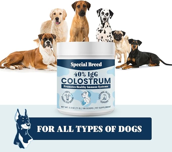 40% IgG Grass Fed Colostrum for Dogs, High IgG Third Party Tested, Immune Support, Skin & Gut Health, Seasonal Allergy & Itch Relief, Made in USA, 2.5 Oz-PawvioPets