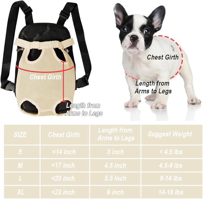 FEimaX Dog Carrier Backpack Pet Legs Out Front Cat Travel Bag, Adjustable Puppy Backpacks Carriers Hands-Free for Small Medium Dogs Cats Hiking Traveling Camping Daily Walking-PawvioPets