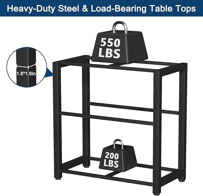 20-29 Gallon Aquarium Stand with Power Outlet & 2 Storage Drawers, Heavy Duty Metal Frame Fish Tank Stand with Waterproof Mat, 30.7" L*15.7" W Tabletop, 550LBS Capacity, Black-PawvioPets