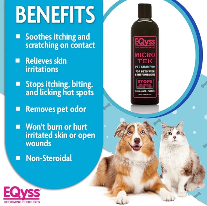 EQyss Micro-Tek Pet Shampoo (16 Ounce) - Stops Scratching, Itching, Biting, or Licking Hot Spots-PawvioPets