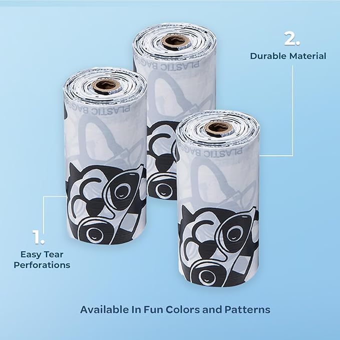 Best Pet Supplies Dog Poop Bags (150 Bags) for Waste Refuse Cleanup, Doggy Roll Replacements for Outdoor Puppy Walking and Travel, Leak Proof and Tear Resistant, Thick Plastic - White-PawvioPets