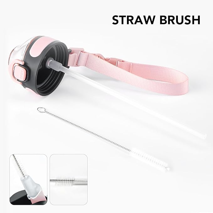 Enerbone 24 oz Insulated Water Bottle, Stainless Steel Bottle with Carrying Strap, Double-Wall Vacuum Insulation Design, Leakproof Sports Bottle with Straw, Keep Drinks Cold or Hot for Hours-PawvioPets