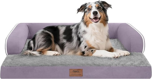 Extra Large Dog Bed-Orthopedic Waterproof XL Dog Bed for XLarge Extra Big Dogs - Foam Couch Sofa Washable with Removable Cover-Purple-PawvioPets