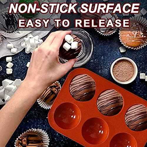 6 Holes Medium Semi Sphere Silicone Molds, 3 Packs Half Sphere Silicone Baking Molds for Making Chocolate, Cake, Jelly, Dome Mousse