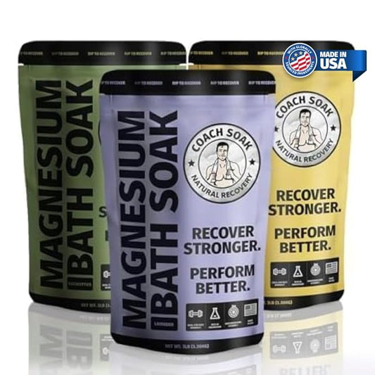 3 Pack Bundle: Coach Soak Recovery Bath Soak, Epsom Salt Bulk, Bath Salts Bulk, 3 Pack Bundle, Total of 9 Pounds (Eucalyptus, Lavender, Citrus)-PawvioPets