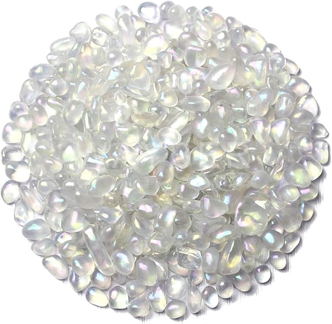 1Lb/460g Irregular Sea Glass Stones Artificial Crystal Gem Pebbles for Aquarium/Turtle Tank/Terrarium/Flowerpot/Vase Landscape Ornament Decoration, Hyun White-PawvioPets