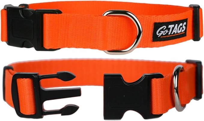 GoTags Dog Collars, Durable Solid Nylon Dog Collars in 5 Color Options and 4 Adjustable Sizes for Puppy and Dogs Extra Small, Small, Medium or Large-PawvioPets