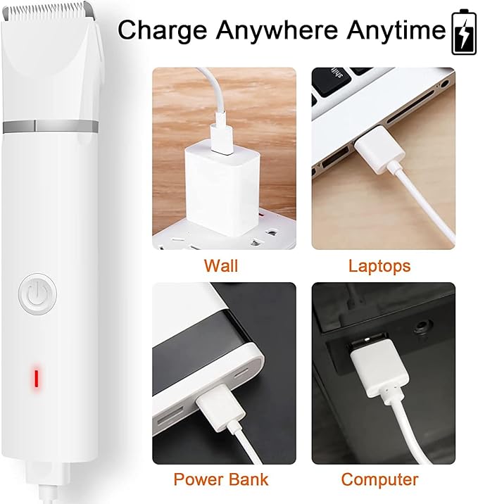 Dog Clippers Grooming Kit Hair Clipper-Low Noise Paw Trimmer- Rechargeable - Cordless Quiet Nail Grinder Shaver for Cats and Other Pets-PawvioPets