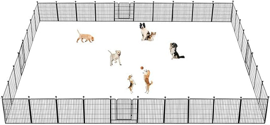 Dog Playpen 32 inch 36 Panels Indoor Outdoor Dog Pen for Medium/Small Dogs Heavy Duty Metal Dog Fence Outdoor for Yard, Puppy Playpen with Door Portable Pet Fence for RV Camping Yard-PawvioPets