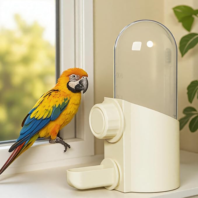 Automatic Hanging Bird Water Bottle - No Drip Cage Mounted Waters Feeder for Parakeets, Cockatiels, Budgies, Lovebirds, Finches, Canaries, Parrots (Bird Cage Accessories Travel Essential)-PawvioPets