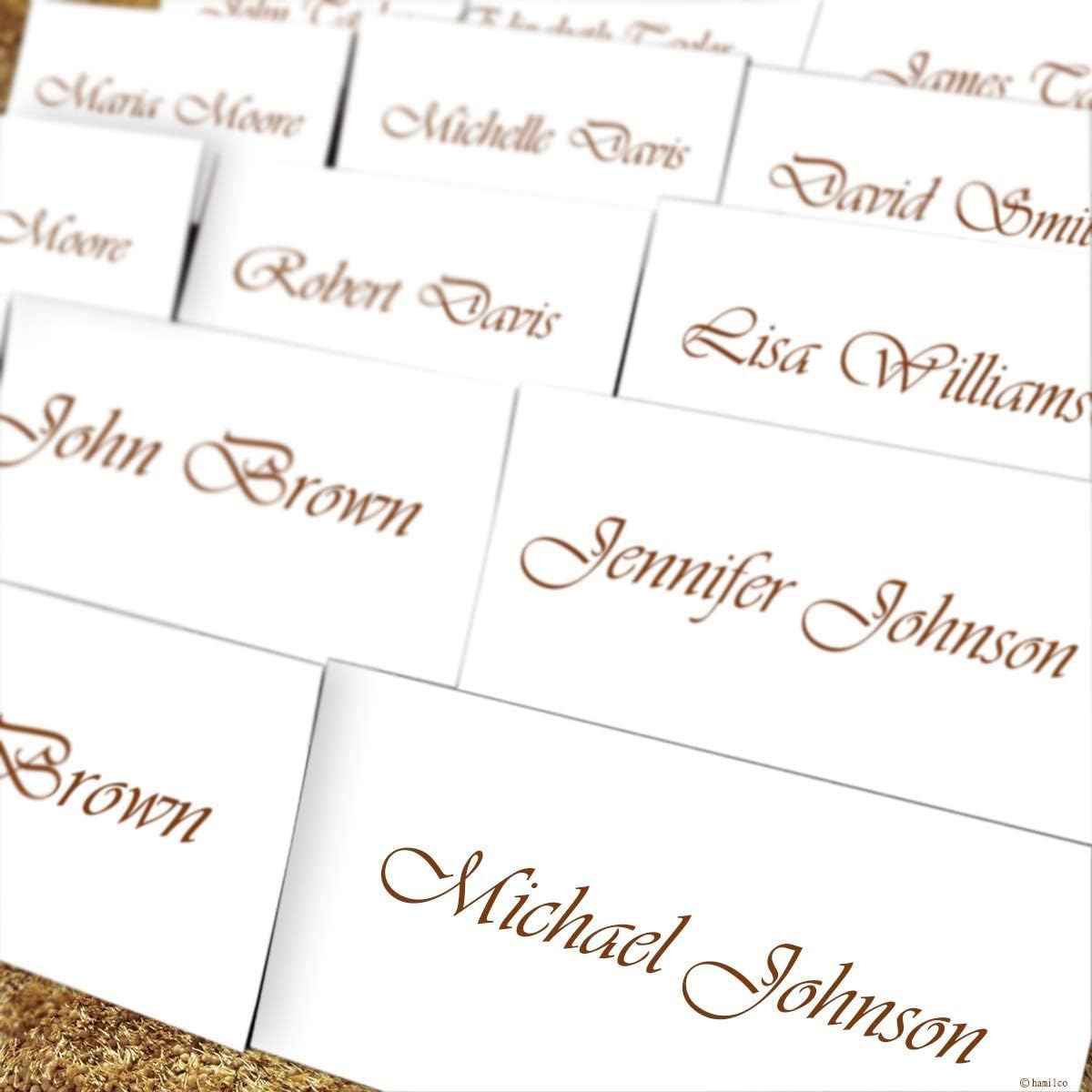 Hamilco Blank Tent Name Place Table Cards 3 1/2" x 2" Folded Card Stock - White Cardstock Paper 80lb Cover - 100 Pack