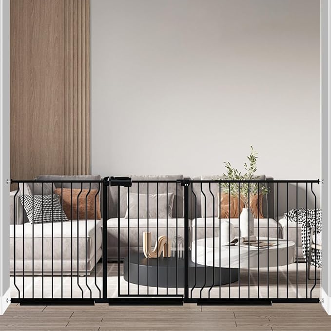Fairy Baby Extra Wide Baby Gate 81.1-85.8 Inch Wide, Walk Through Pressure Mounted No Drill, Long and Large Tension Dog Gate for Pet and Kids-PawvioPets