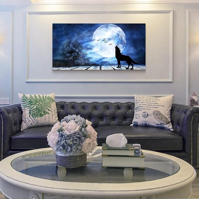 Canvas Wall Art For Bedroom Wall Decoration For Living Room Large Size Luminous Scenery Wolf Wall Decor Pictures Artwork Painting Modern Office Canvas Art Prints Room Decor Ready To For Home Decor-PawvioPets