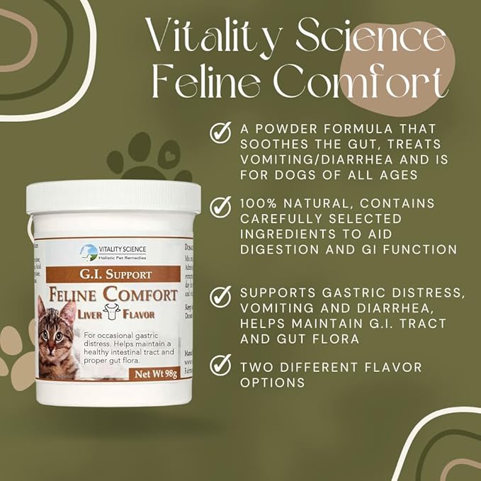 Feline Comfort for Cats | Maintains a Healthy Intestinal Tract and Proper Gut Flora | Restores Gastric Stability | for Vomiting and Diarrhea | 100% Additive Free (Seafood, 98g)-PawvioPets